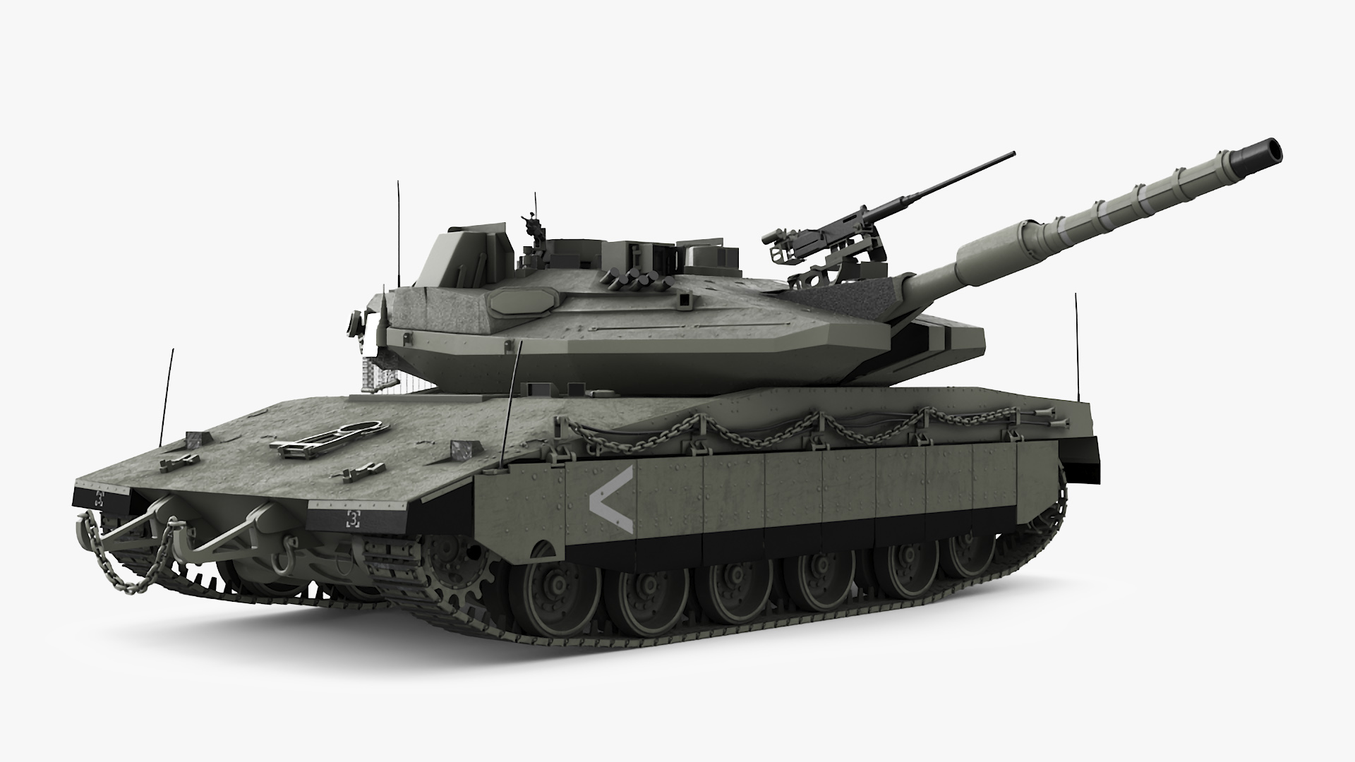 3D model Israeli Tank Merkava 5 Olive Rigged