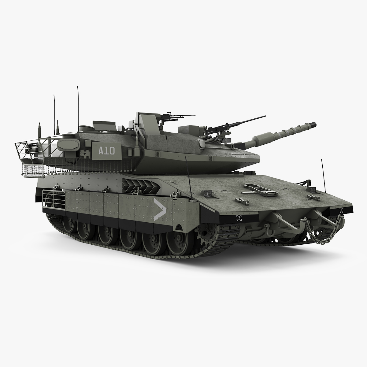 3D model Israeli Tank Merkava 5 Olive Rigged