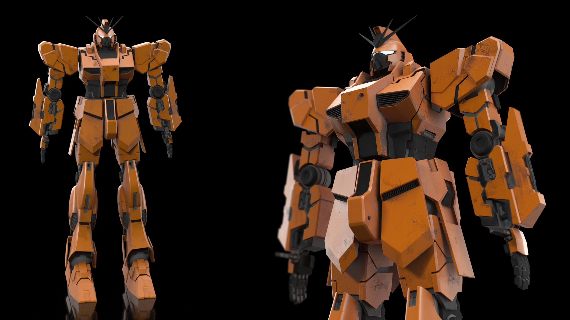 3D Yellow Combat Sci-Fi Robot