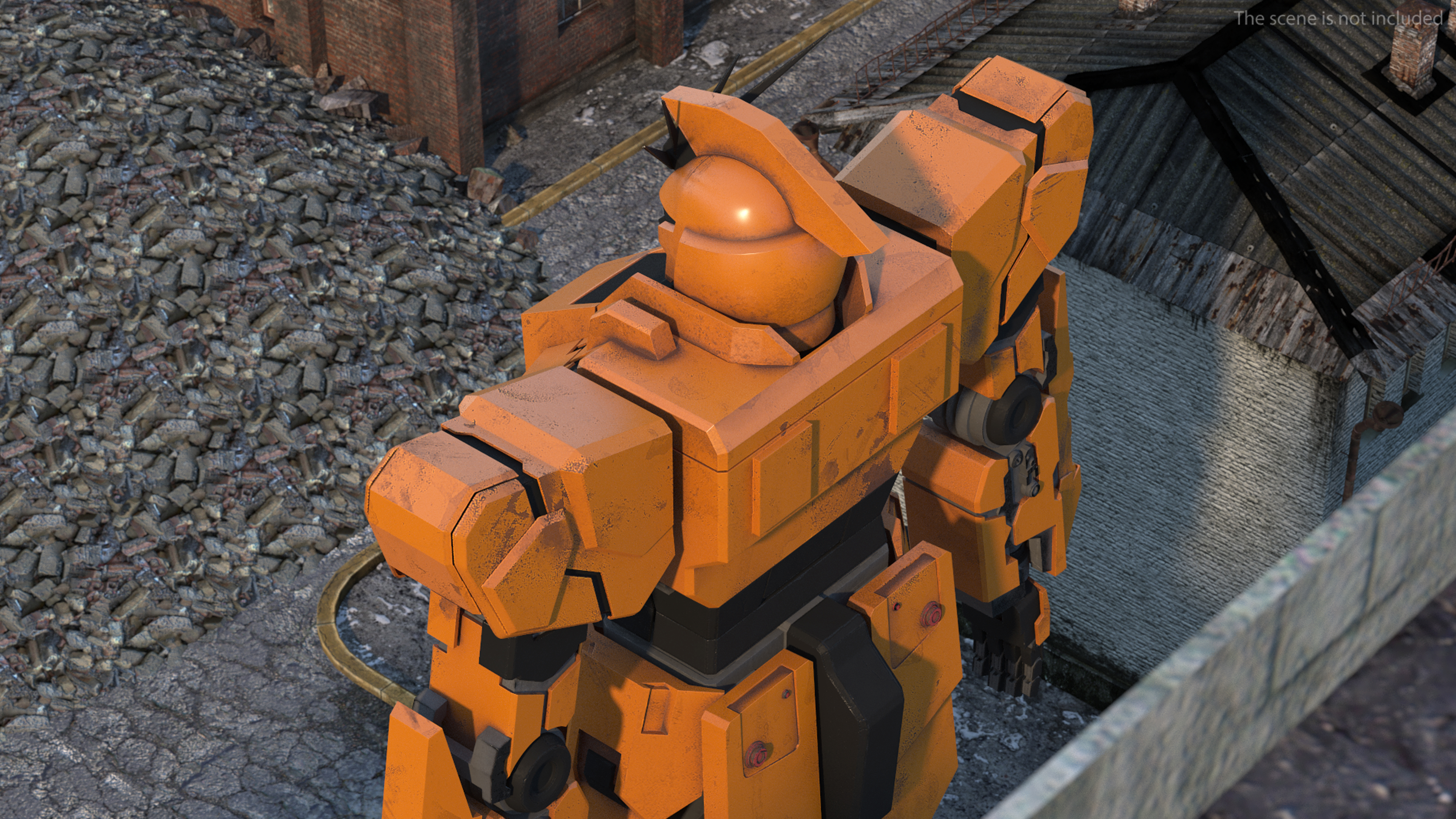 3D Yellow Combat Sci-Fi Robot