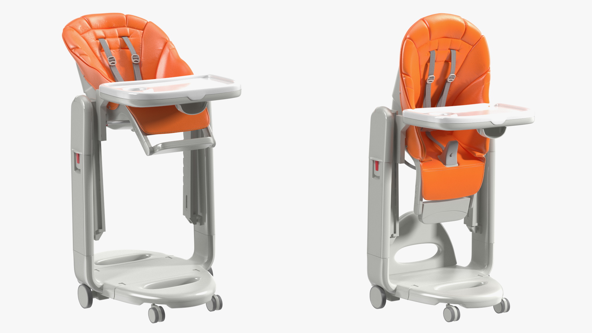 3D Folding High Chair Vertical Orange Rigged