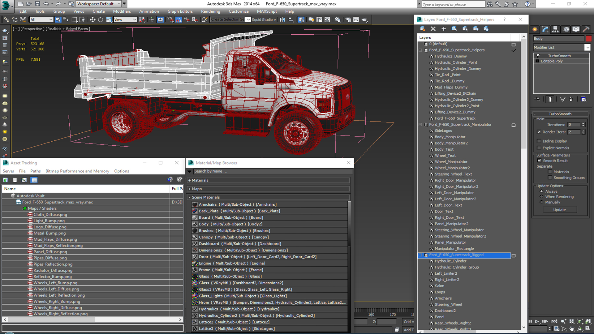 3D Ford F-650 Supertrack Rigged model