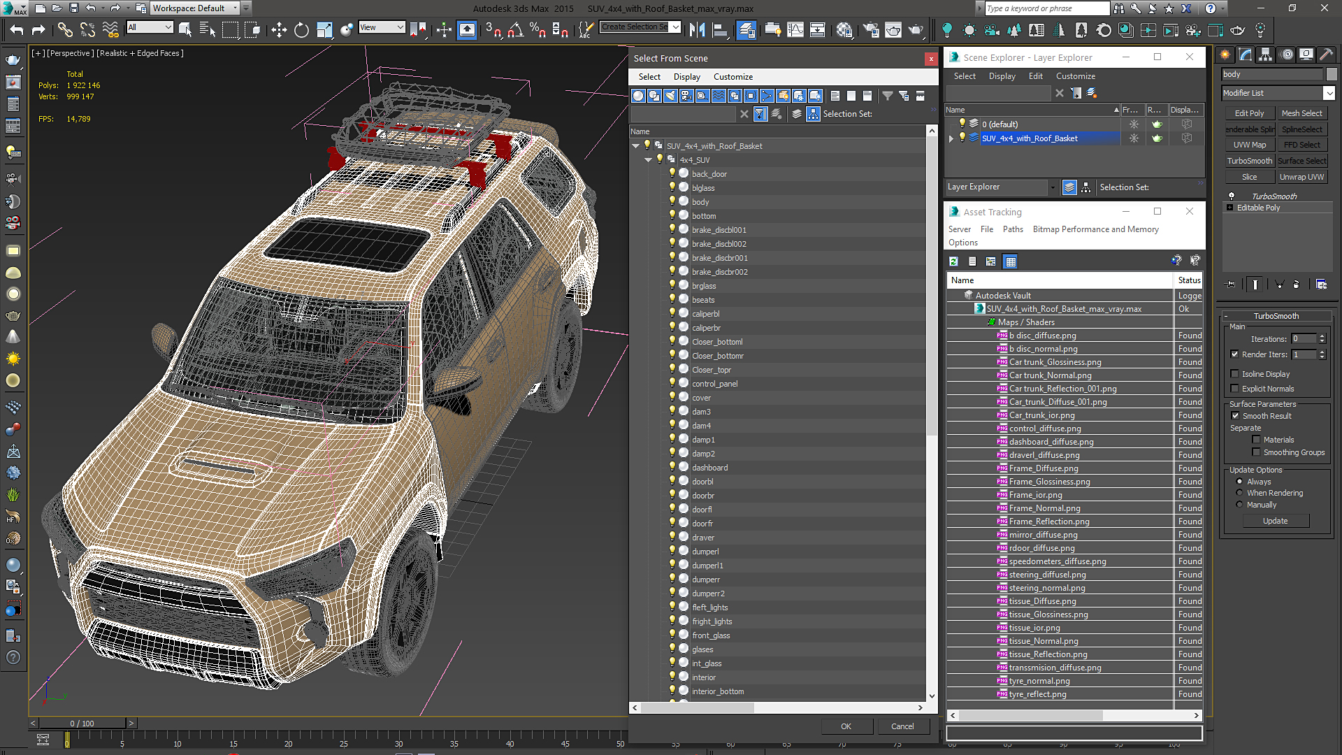 SUV 4x4 with Roof Basket 3D model