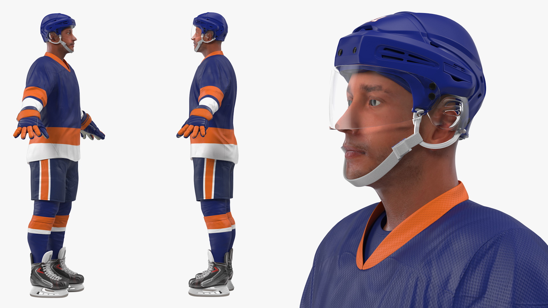 3D Hockey Player Blue model