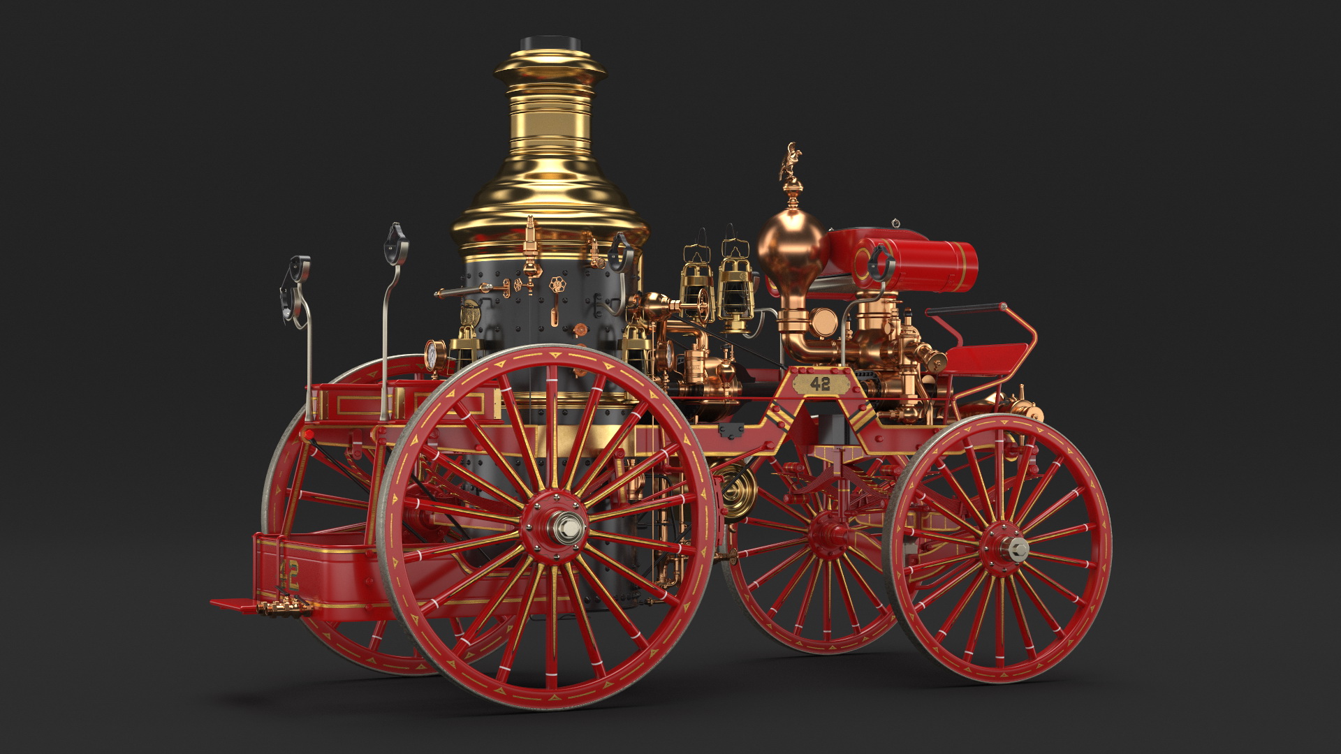 Steam Fire Engine Horse Drawn 1894 3D model