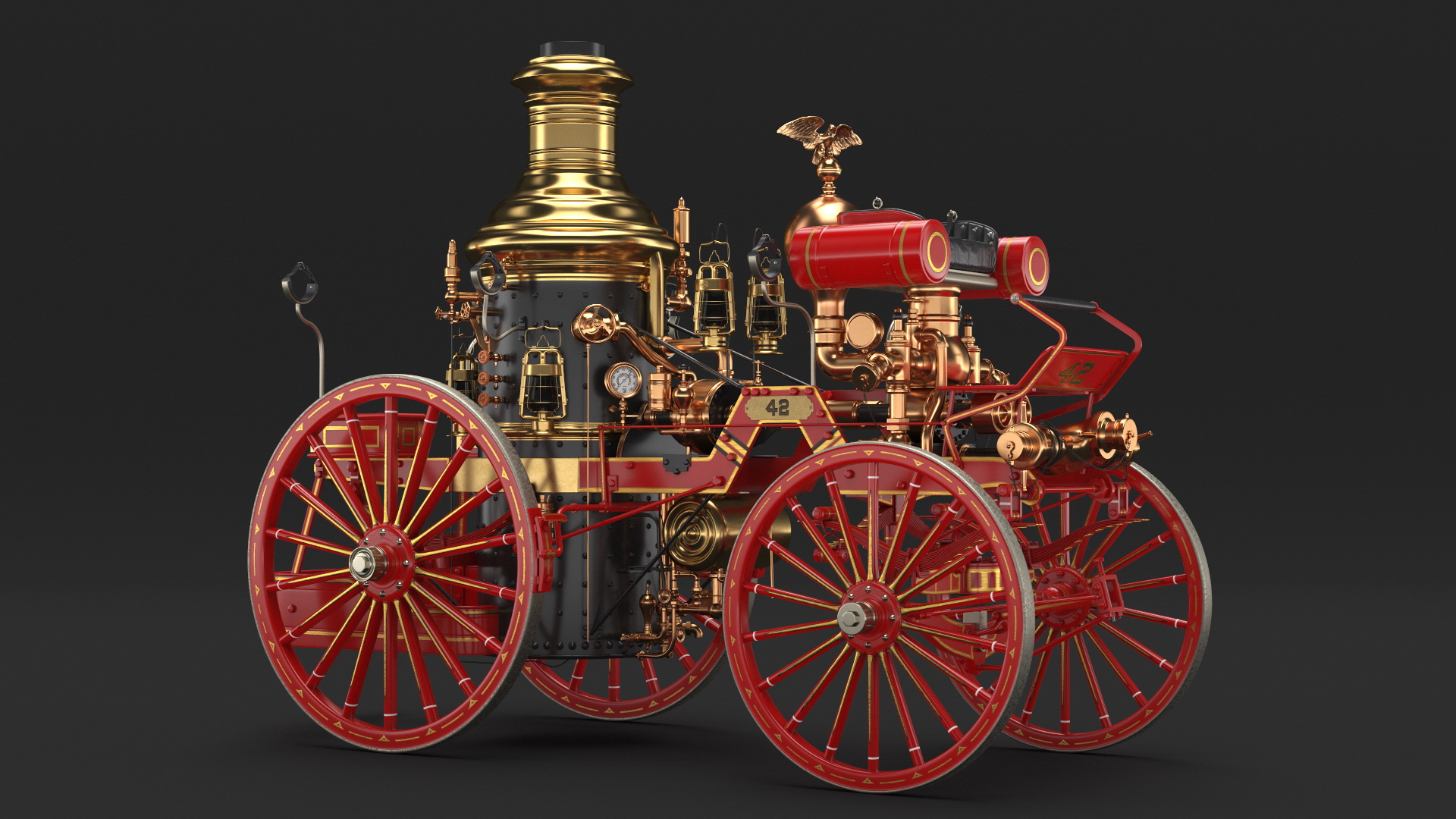 Steam Fire Engine Horse Drawn 1894 3D model