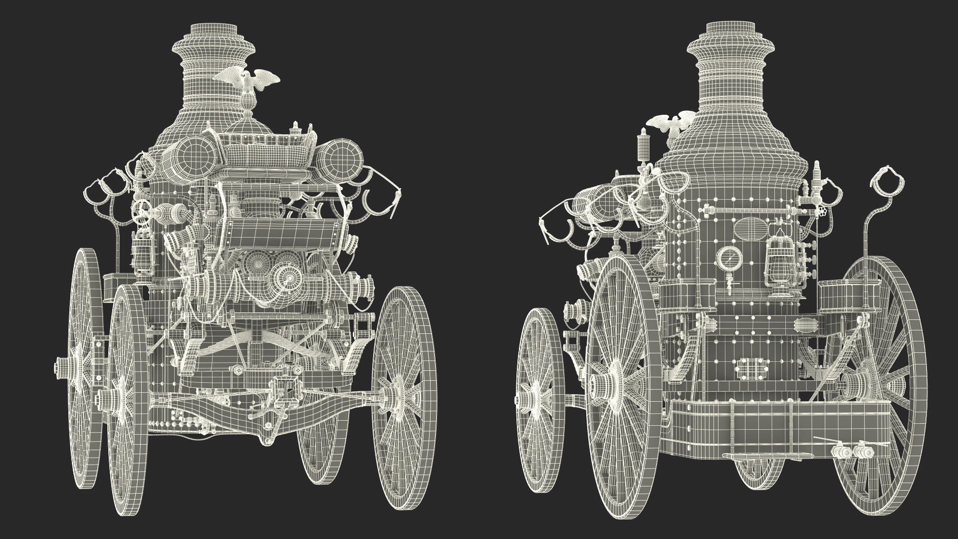 Steam Fire Engine Horse Drawn 1894 3D model