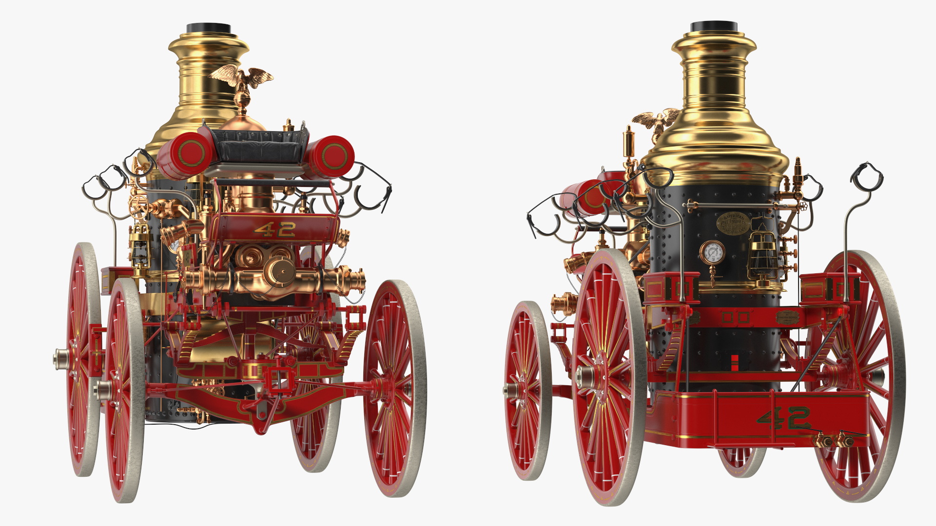 Steam Fire Engine Horse Drawn 1894 3D model