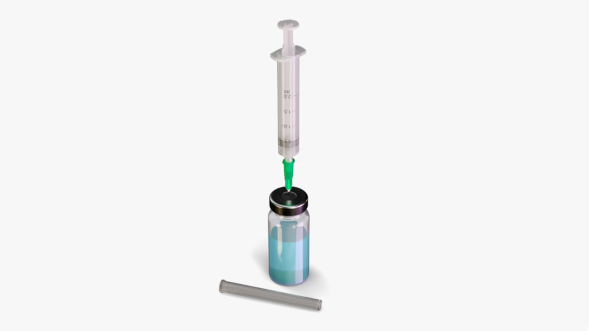 Glass Serum Vial with Syringe 3D model