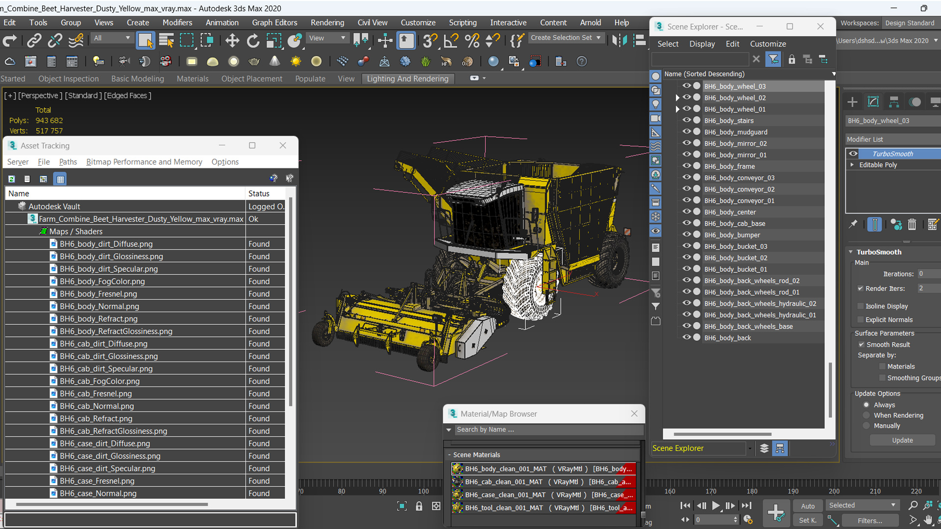 3D model Farm Combine Beet Harvester Dusty Yellow