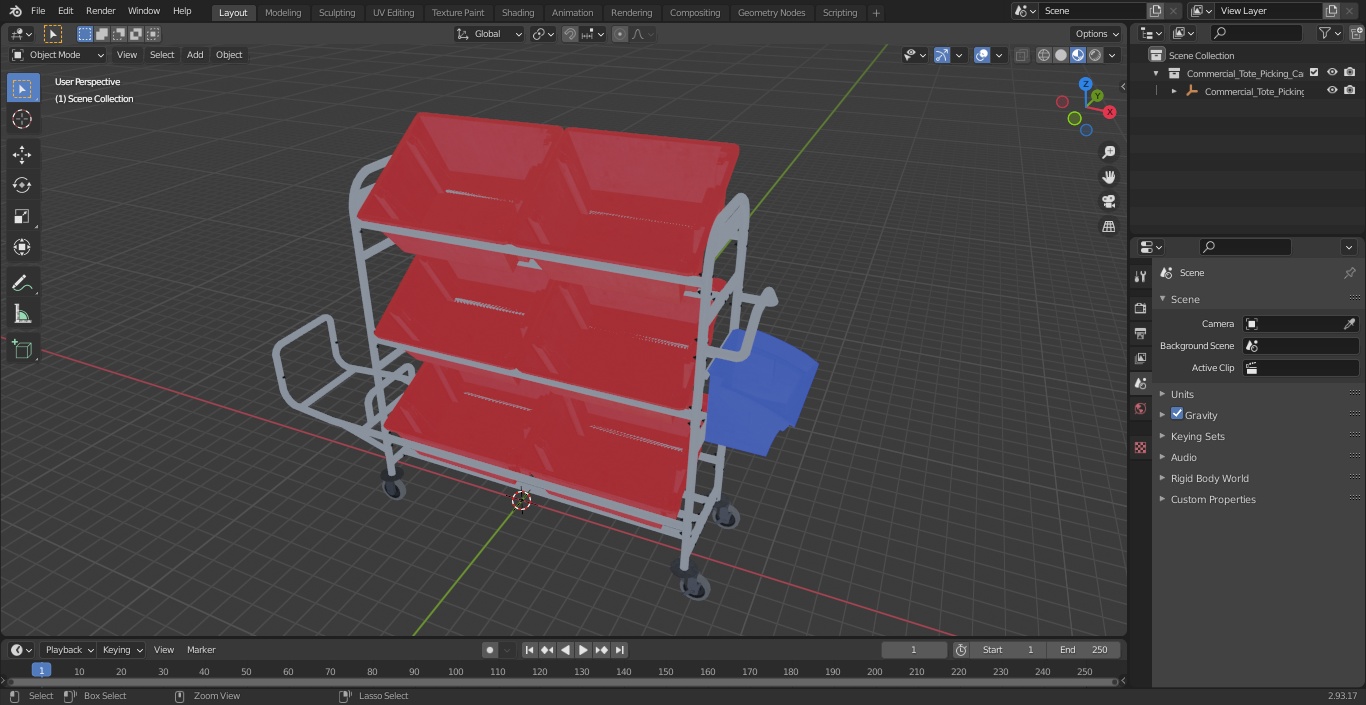 3D Commercial Tote Picking Cart model