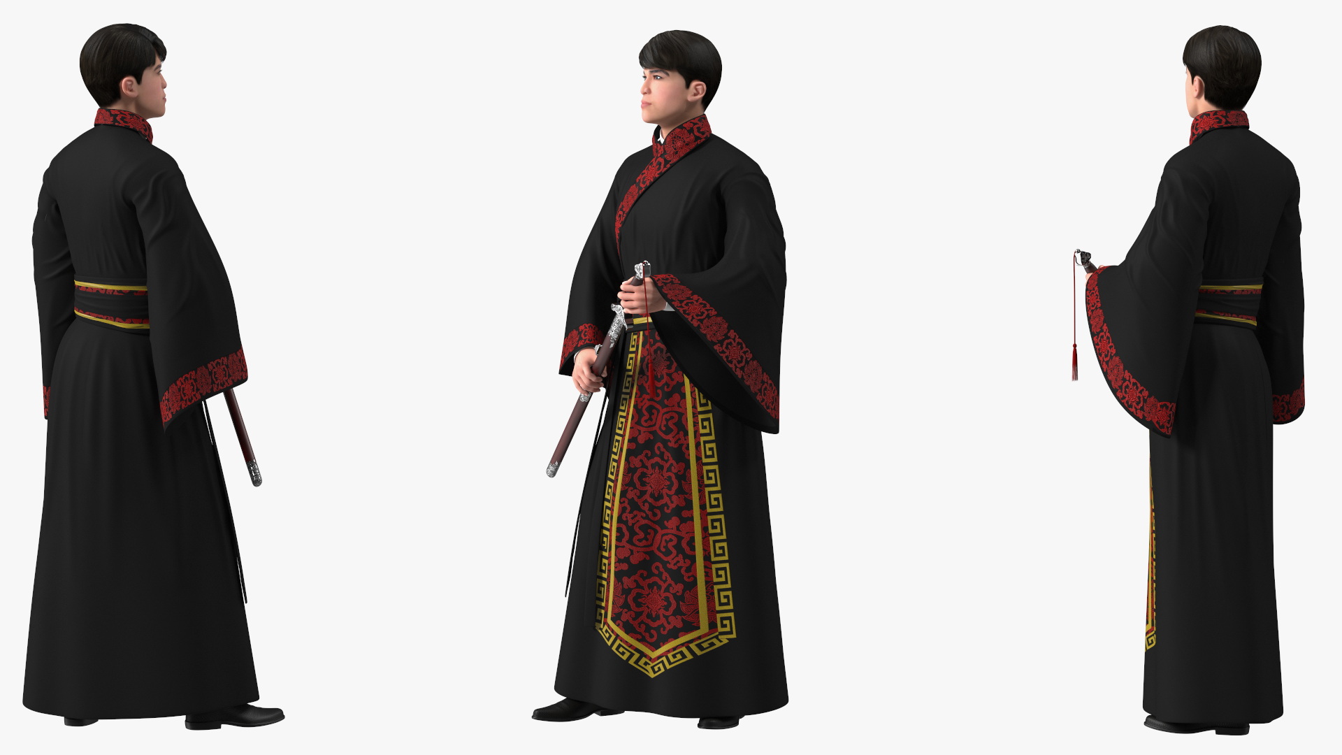 3D Traditional Style Chinese Man Standing model