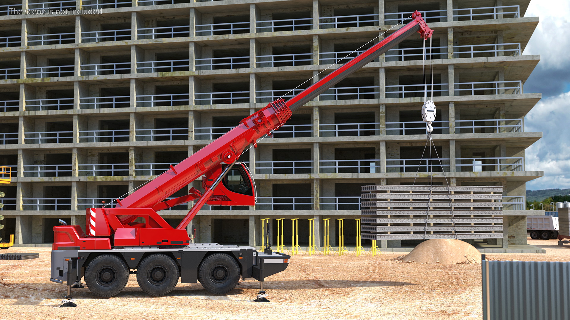 3D Mobile Crane With Concrete Slab