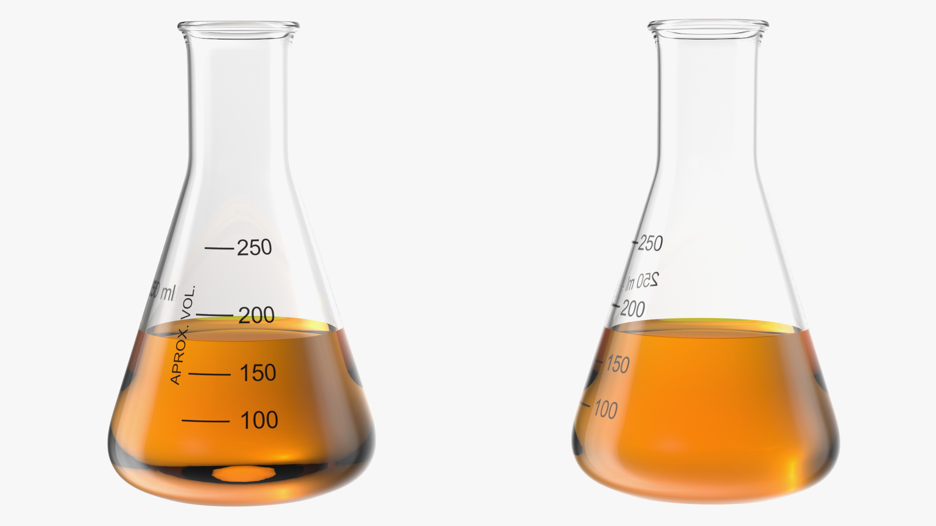 3D Gold Solution in 250 ml Narrow Mouth Erlenmeyer Flask model