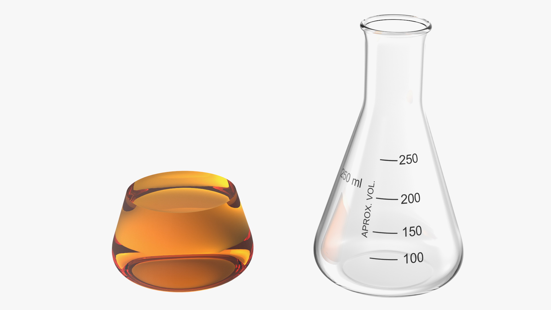 3D Gold Solution in 250 ml Narrow Mouth Erlenmeyer Flask model