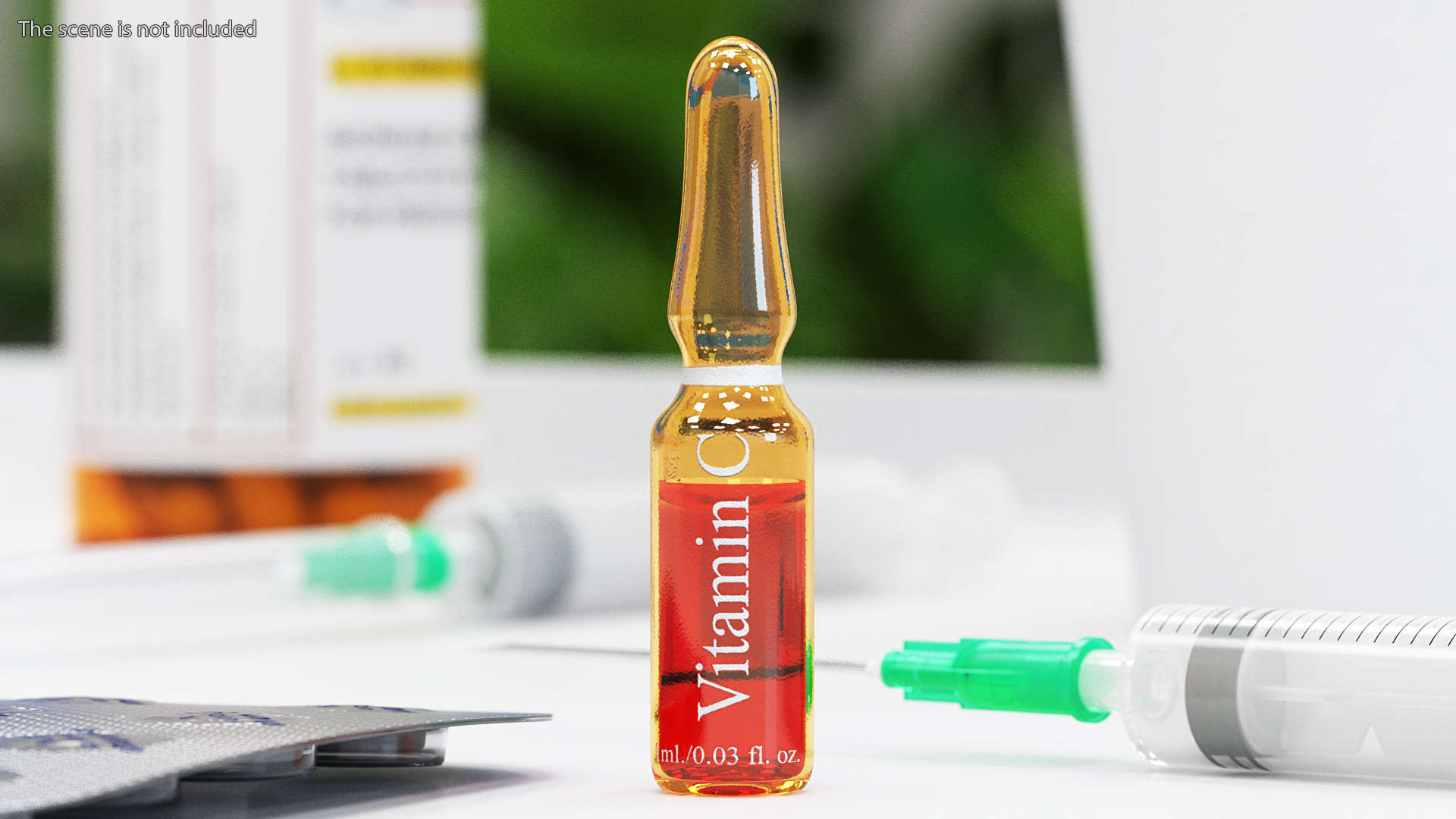 Vitamin C 1ml Amber Ampoule 3D