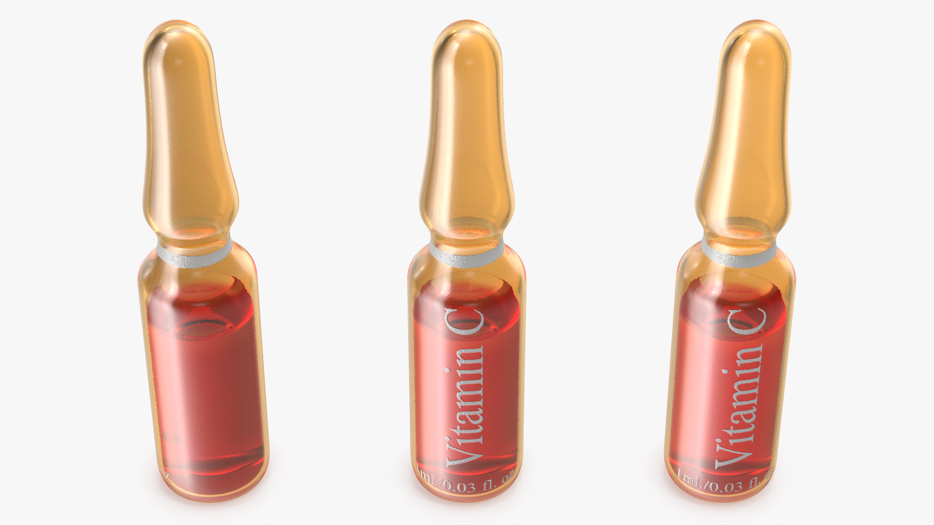 Vitamin C 1ml Amber Ampoule 3D