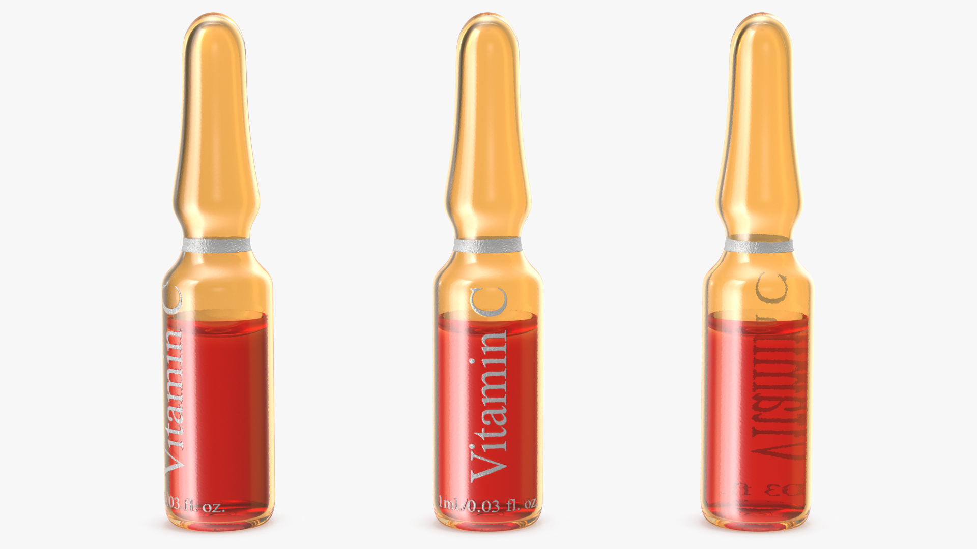 Vitamin C 1ml Amber Ampoule 3D