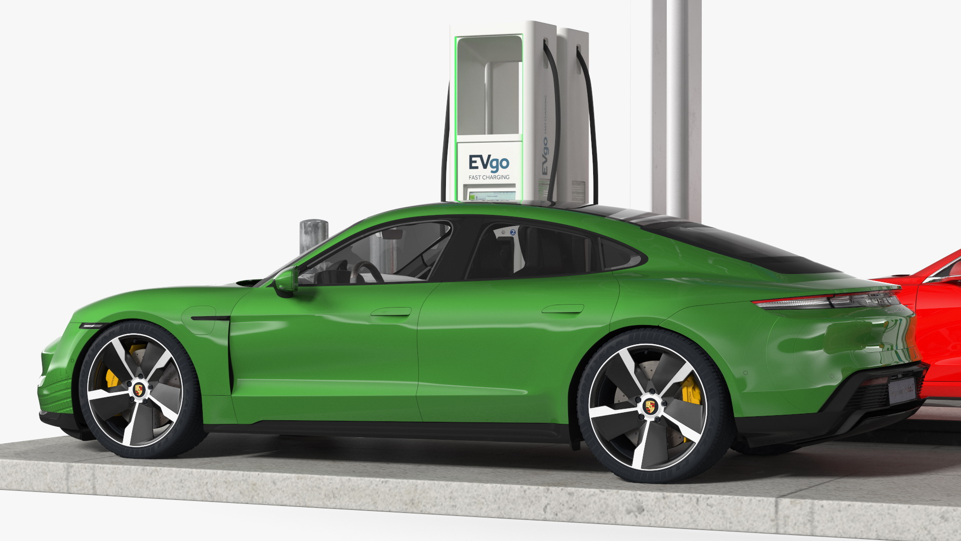 EVgo Fast Charging Station and Electric Cars 3D model