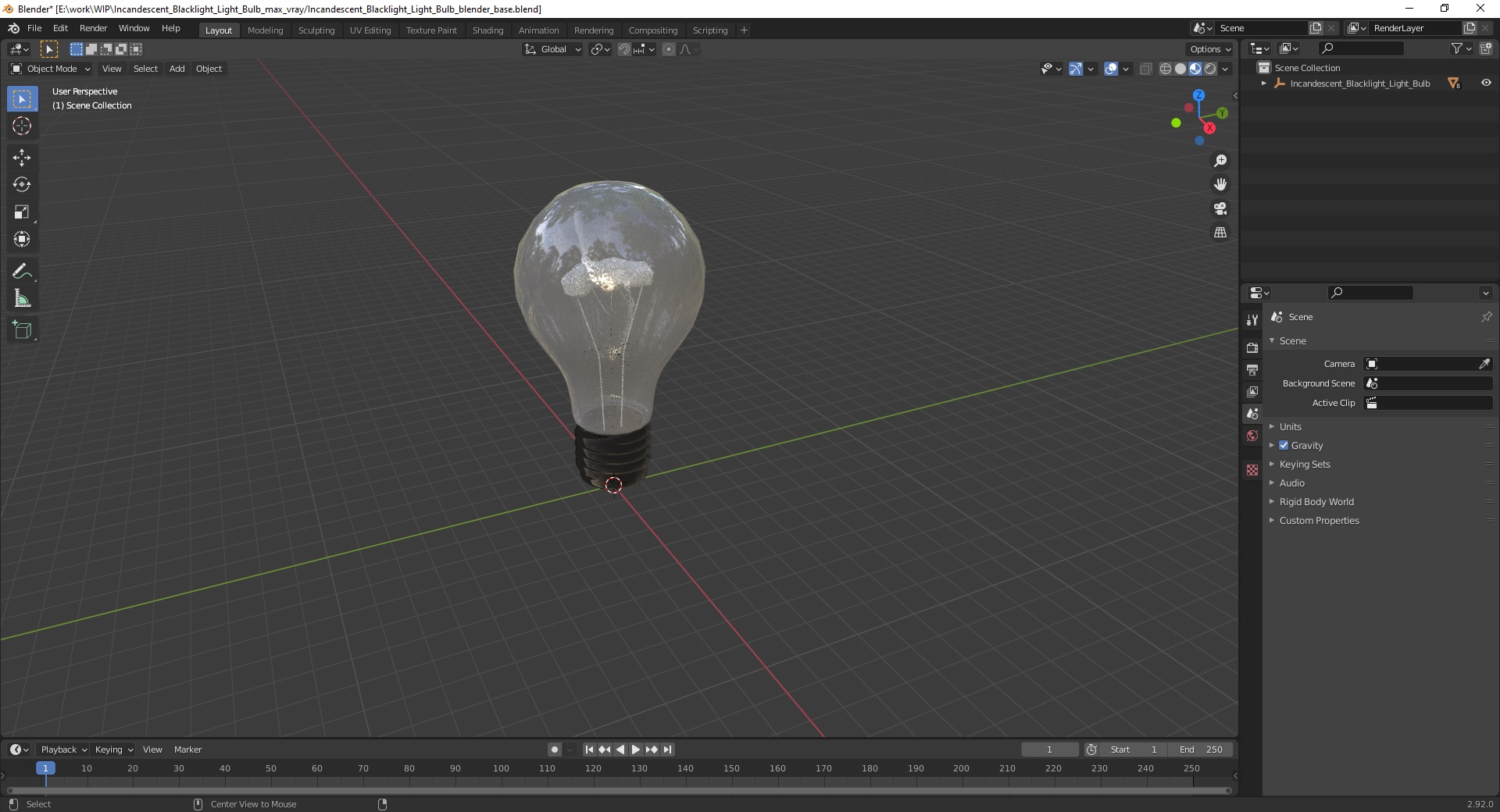 Incandescent Blacklight Light Bulb 3D model