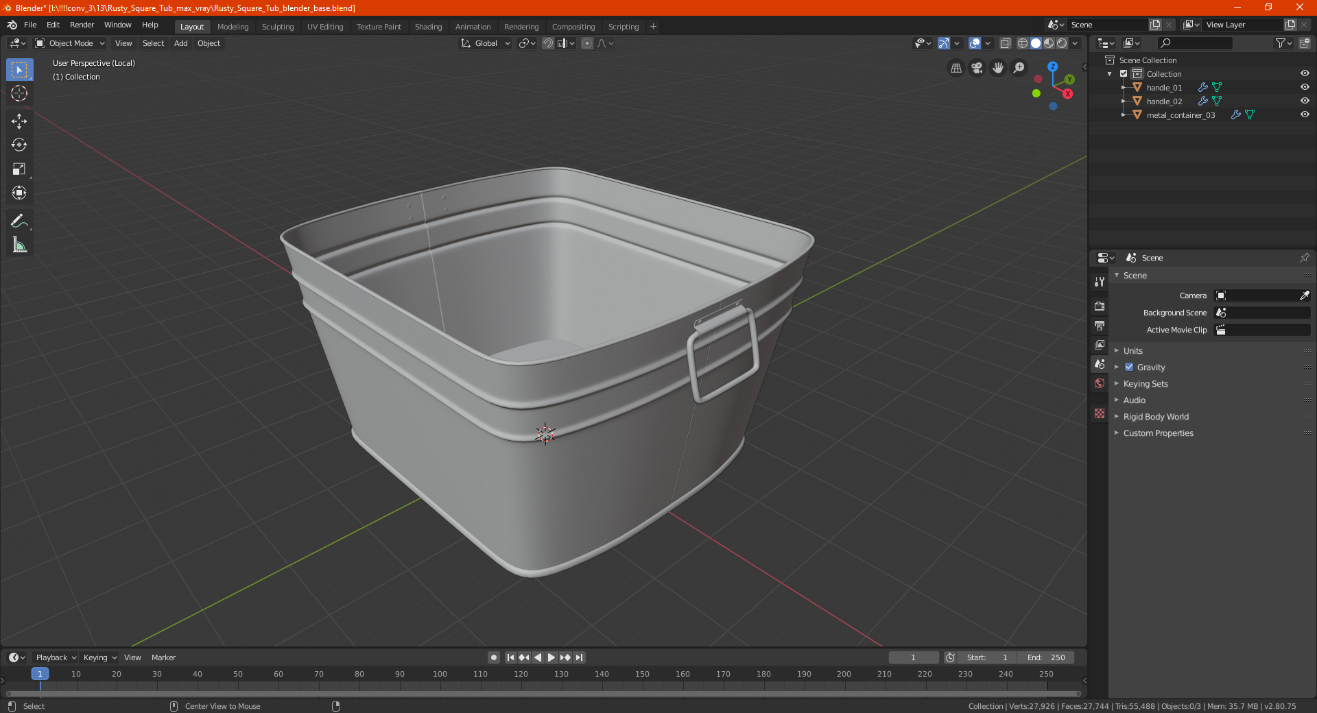 3D Rusty Square Tub