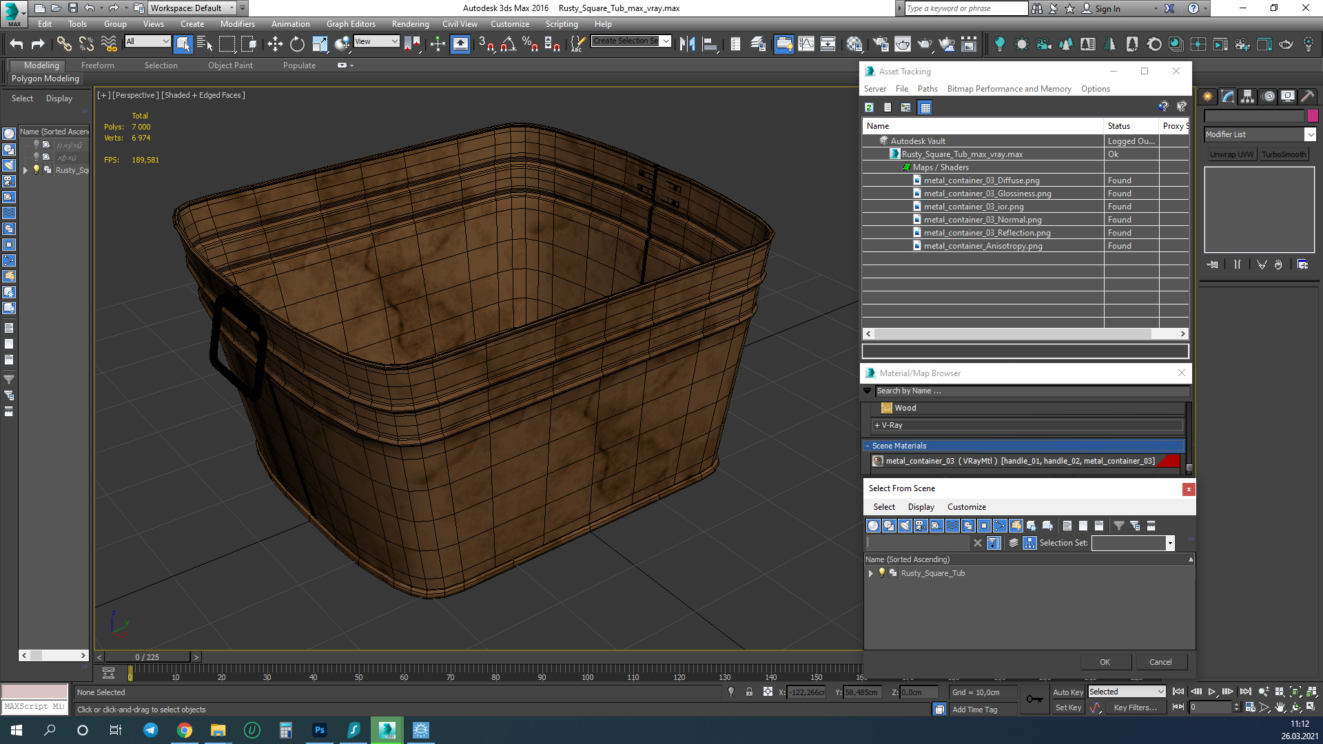 3D Rusty Square Tub