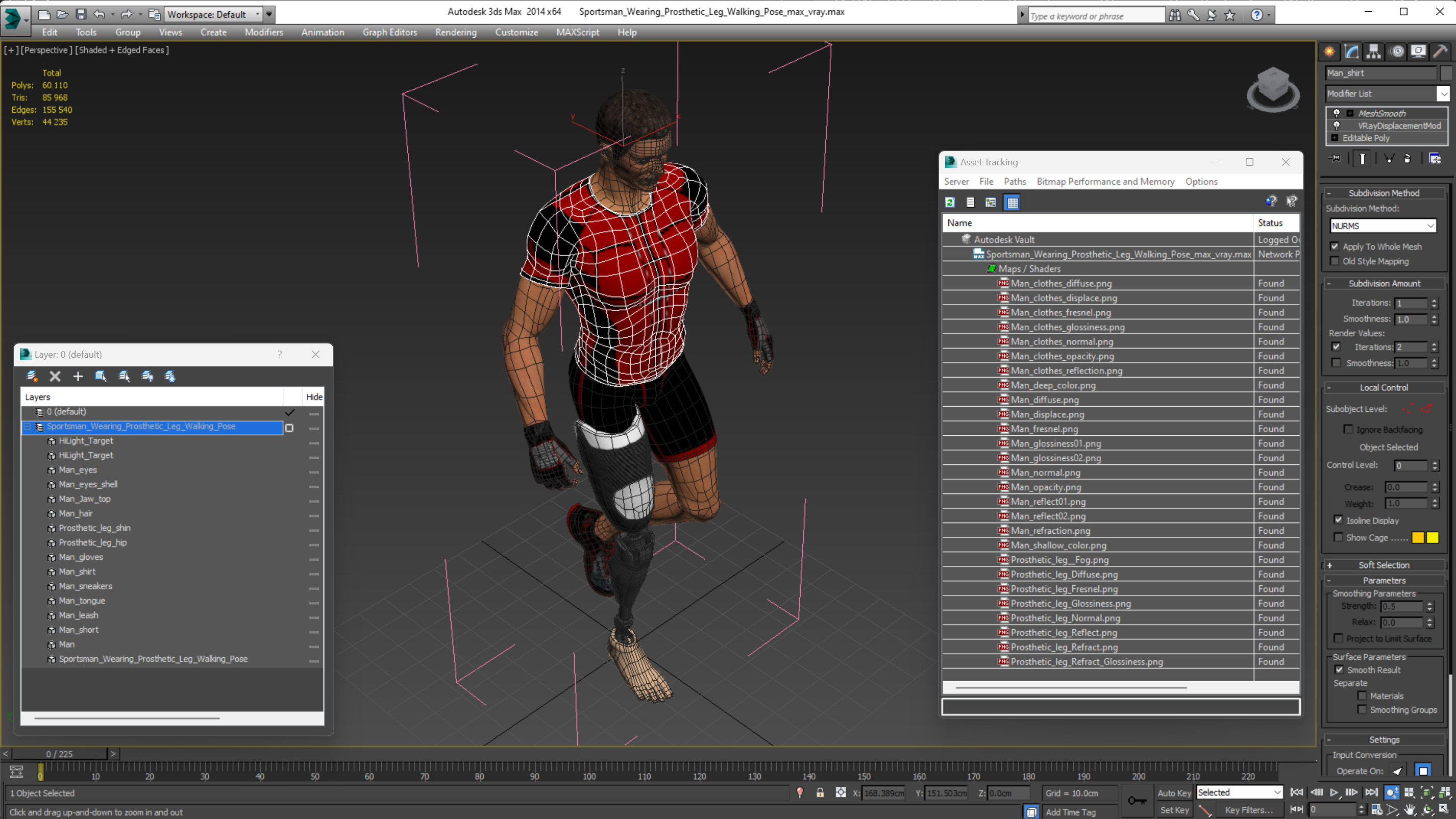 3D model Sportsman Wearing Prosthetic Leg Walking Pose