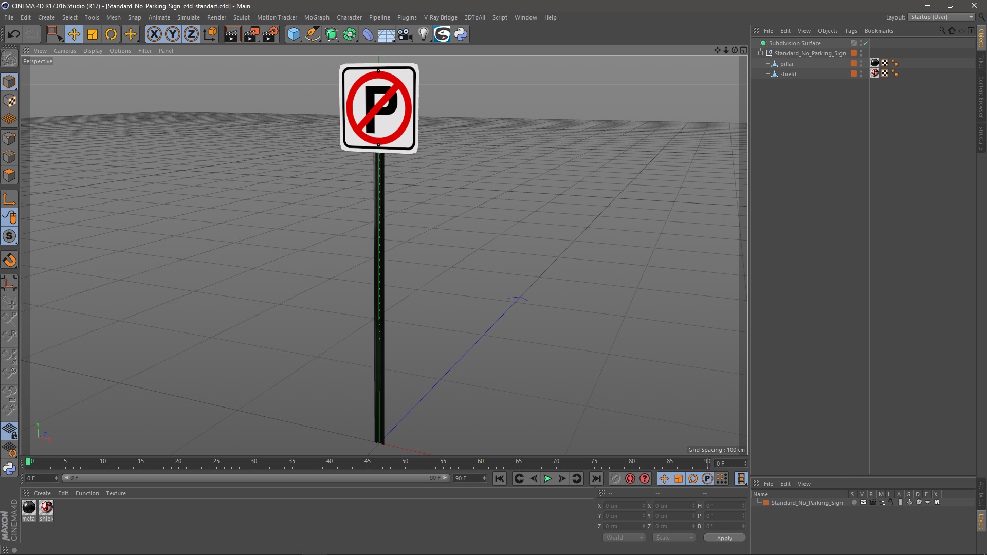 Standard No Parking Sign 3D model