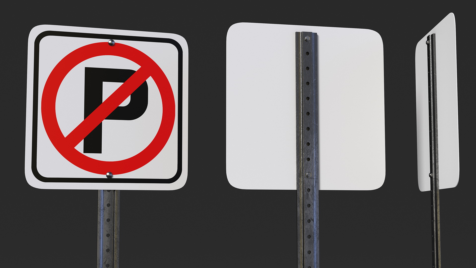 Standard No Parking Sign 3D model