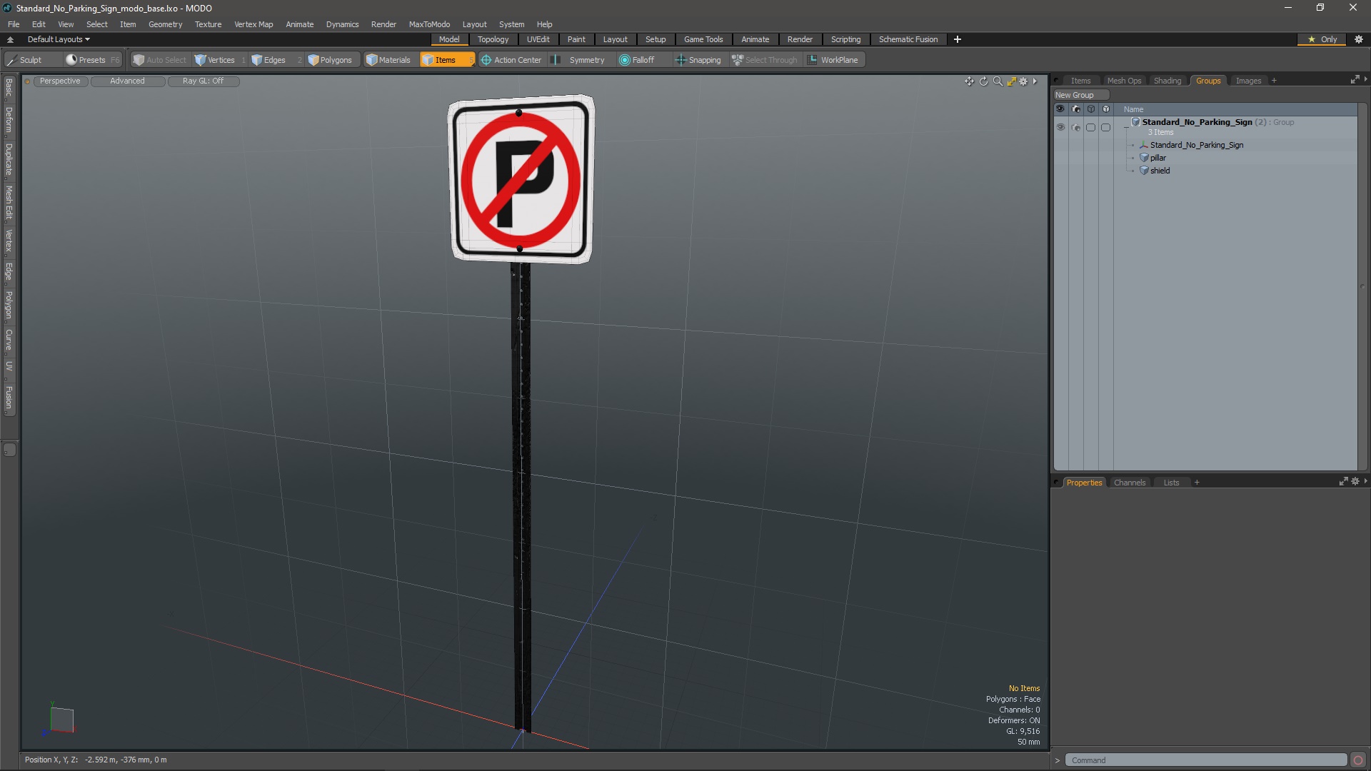 Standard No Parking Sign 3D model