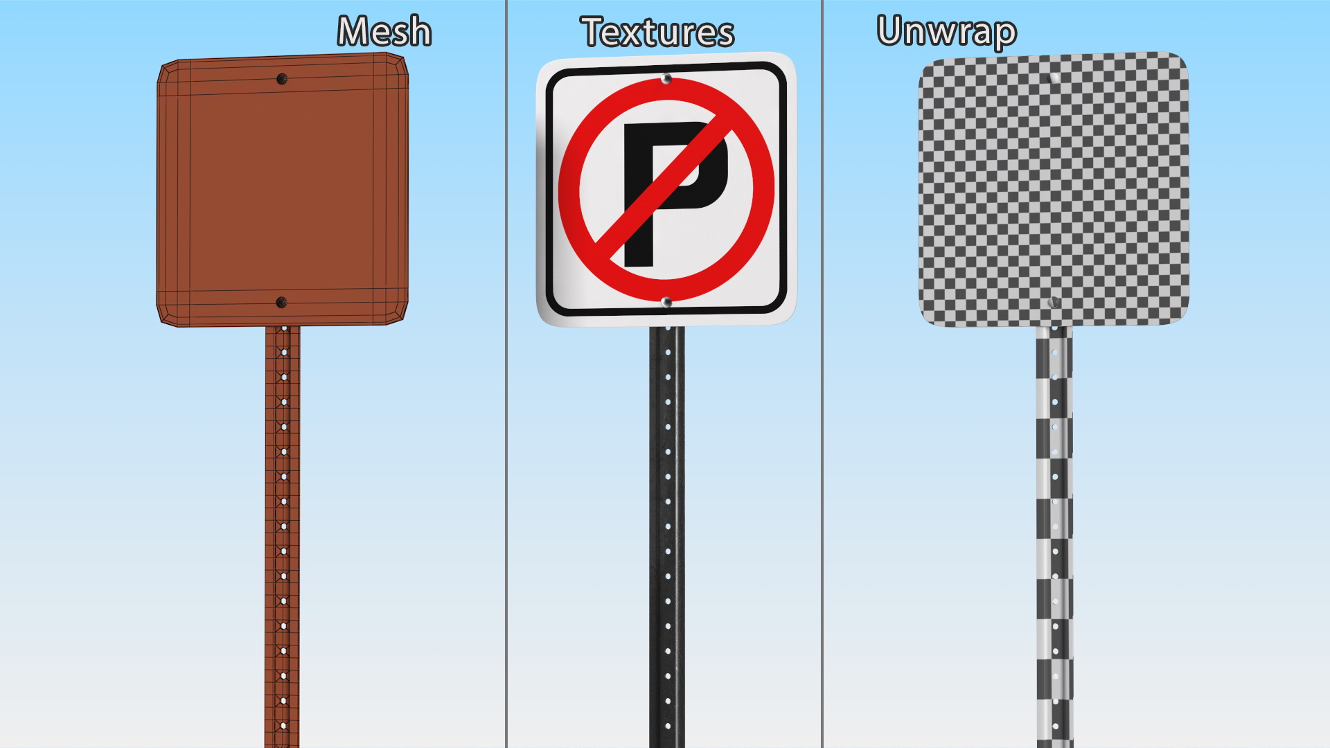 Standard No Parking Sign 3D model