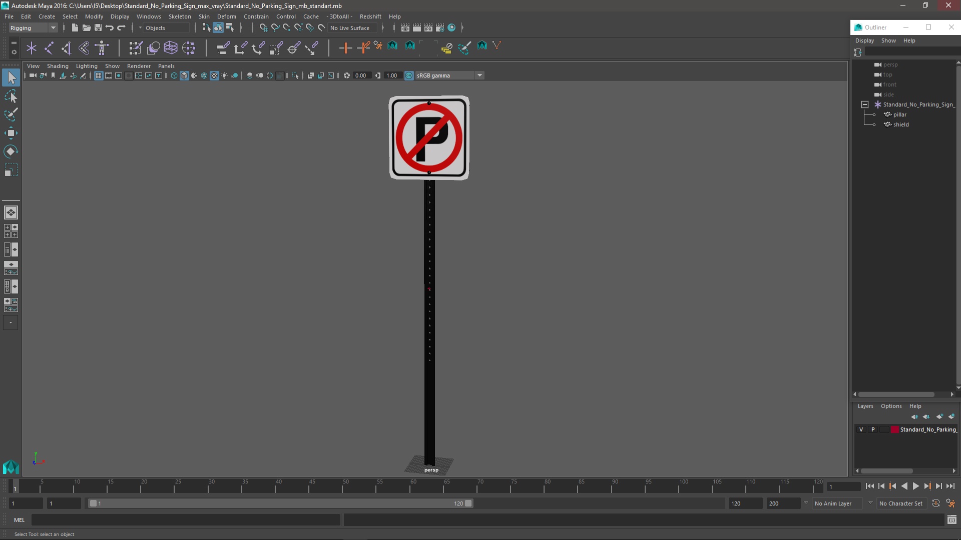 Standard No Parking Sign 3D model