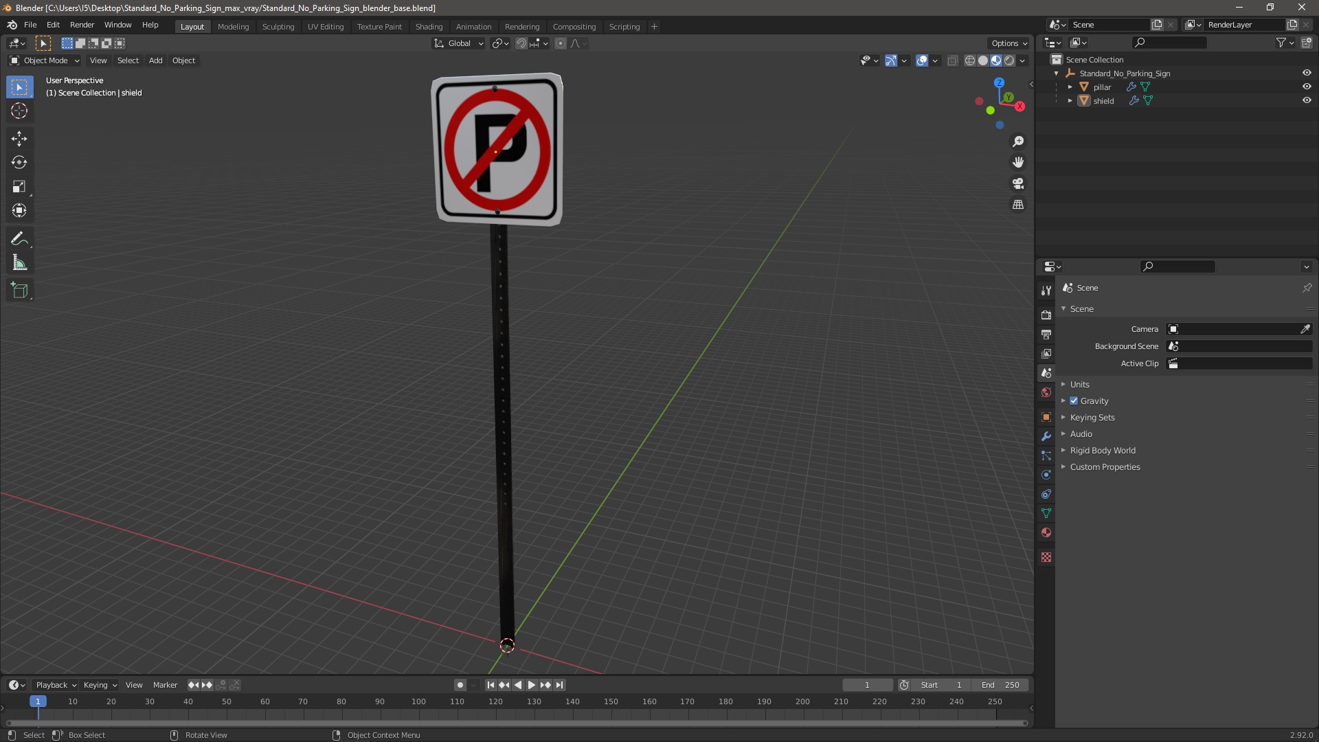 Standard No Parking Sign 3D model