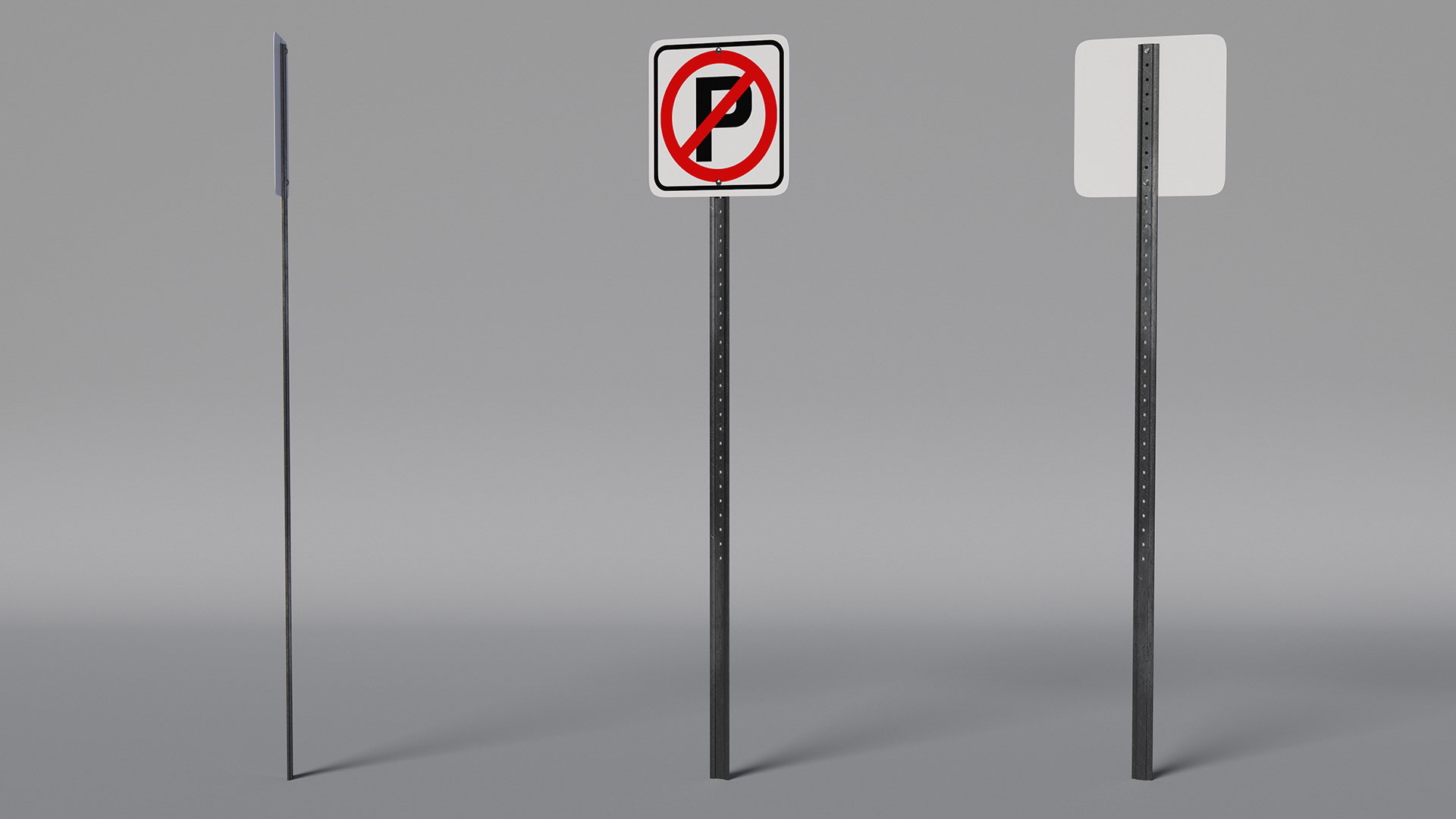 Standard No Parking Sign 3D model