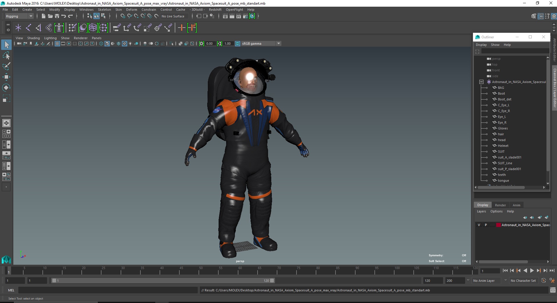 3D model Astronaut in NASA Axiom Spacesuit A pose