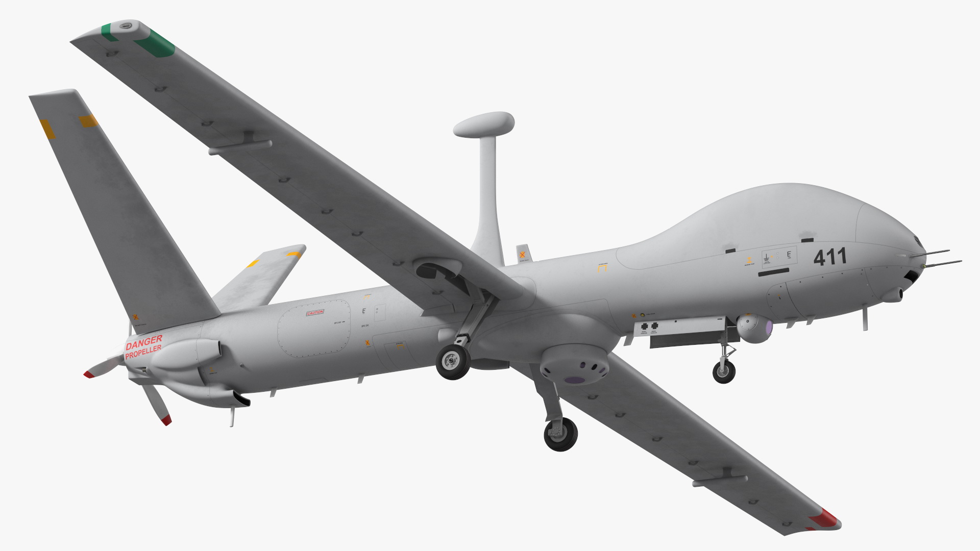 3D Elbit Hermes 900 UAV Rigged for Maya