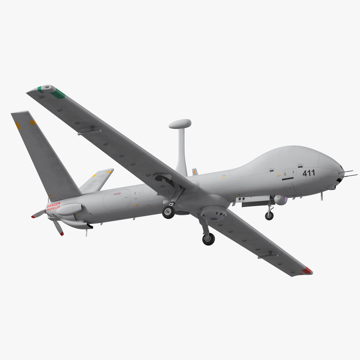 3D Elbit Hermes 900 UAV Rigged for Maya