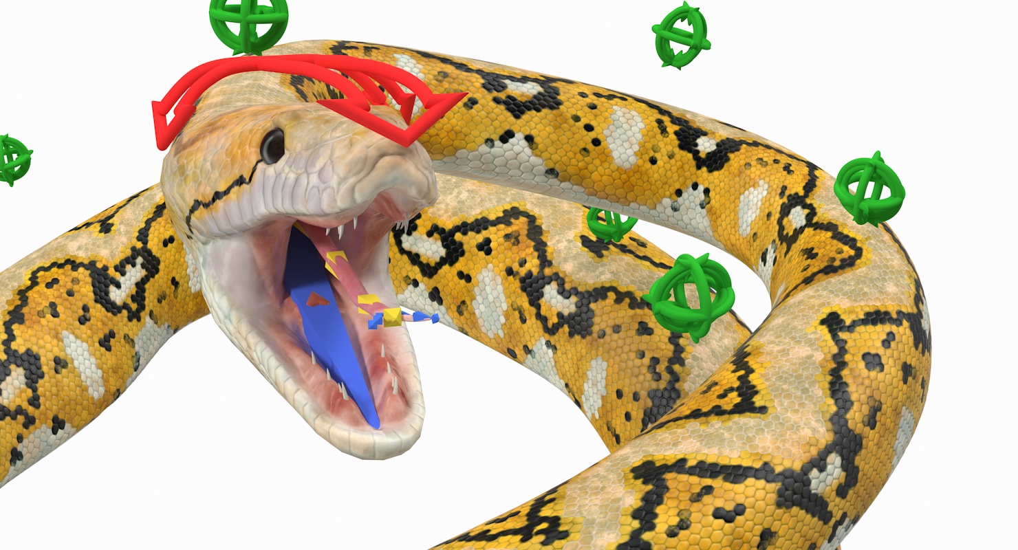 3D Yellow Python Snake Rigged