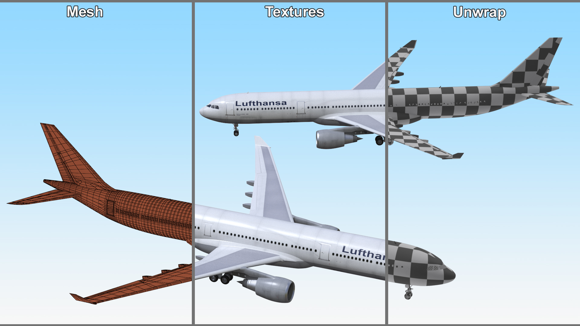 3D model Lufthansa Airbus A330-300