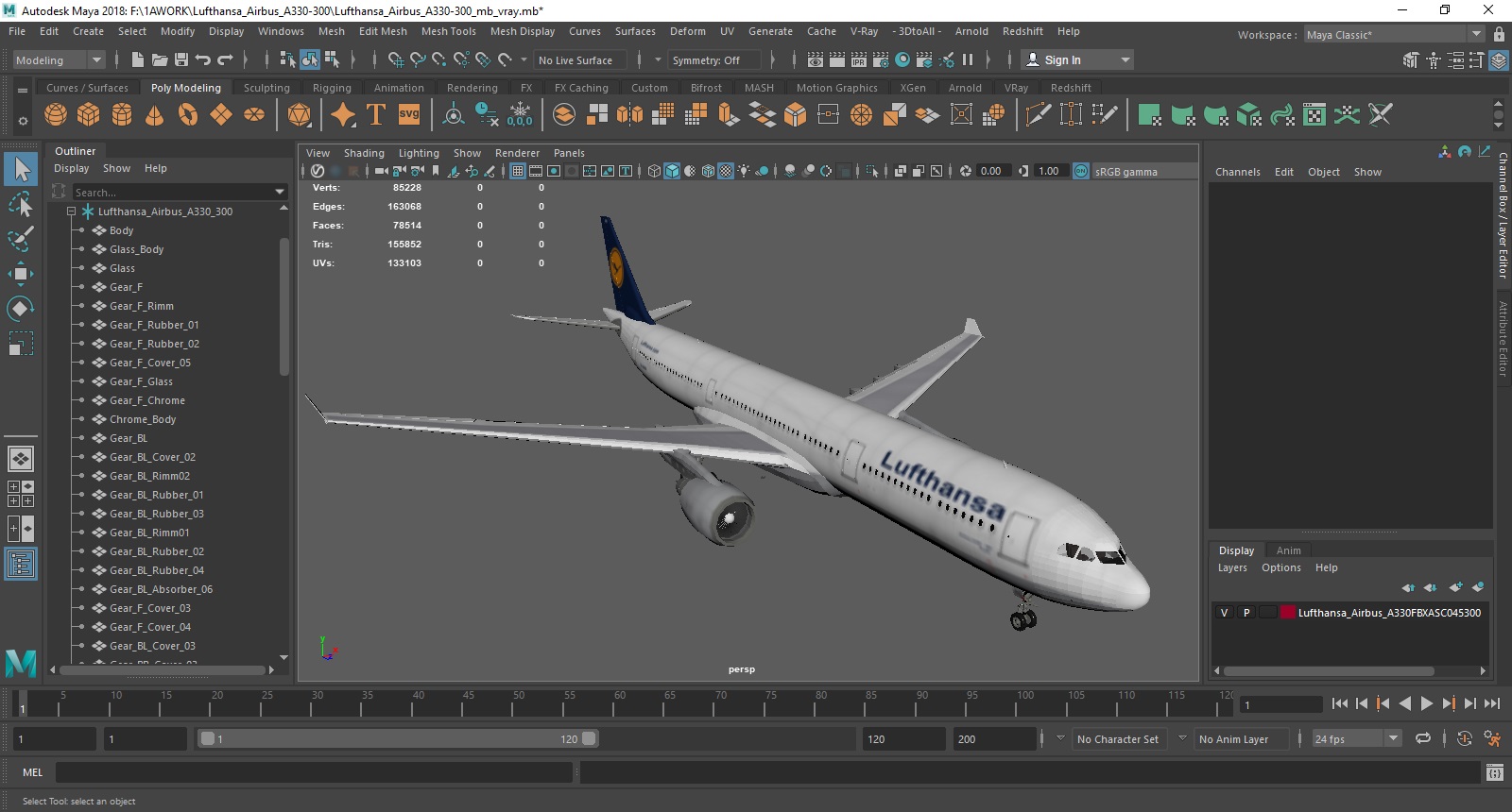 3D model Lufthansa Airbus A330-300