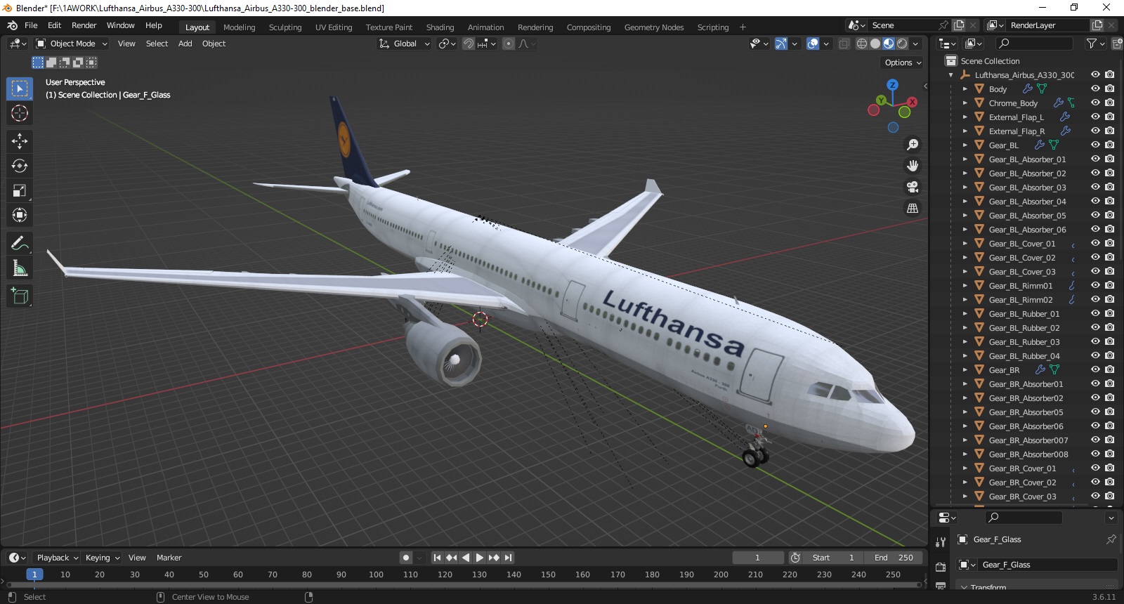 3D model Lufthansa Airbus A330-300