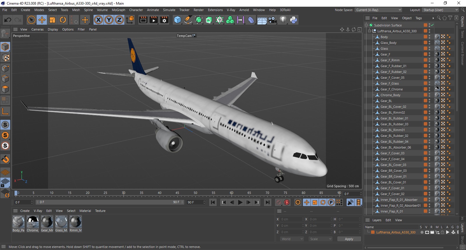 3D model Lufthansa Airbus A330-300