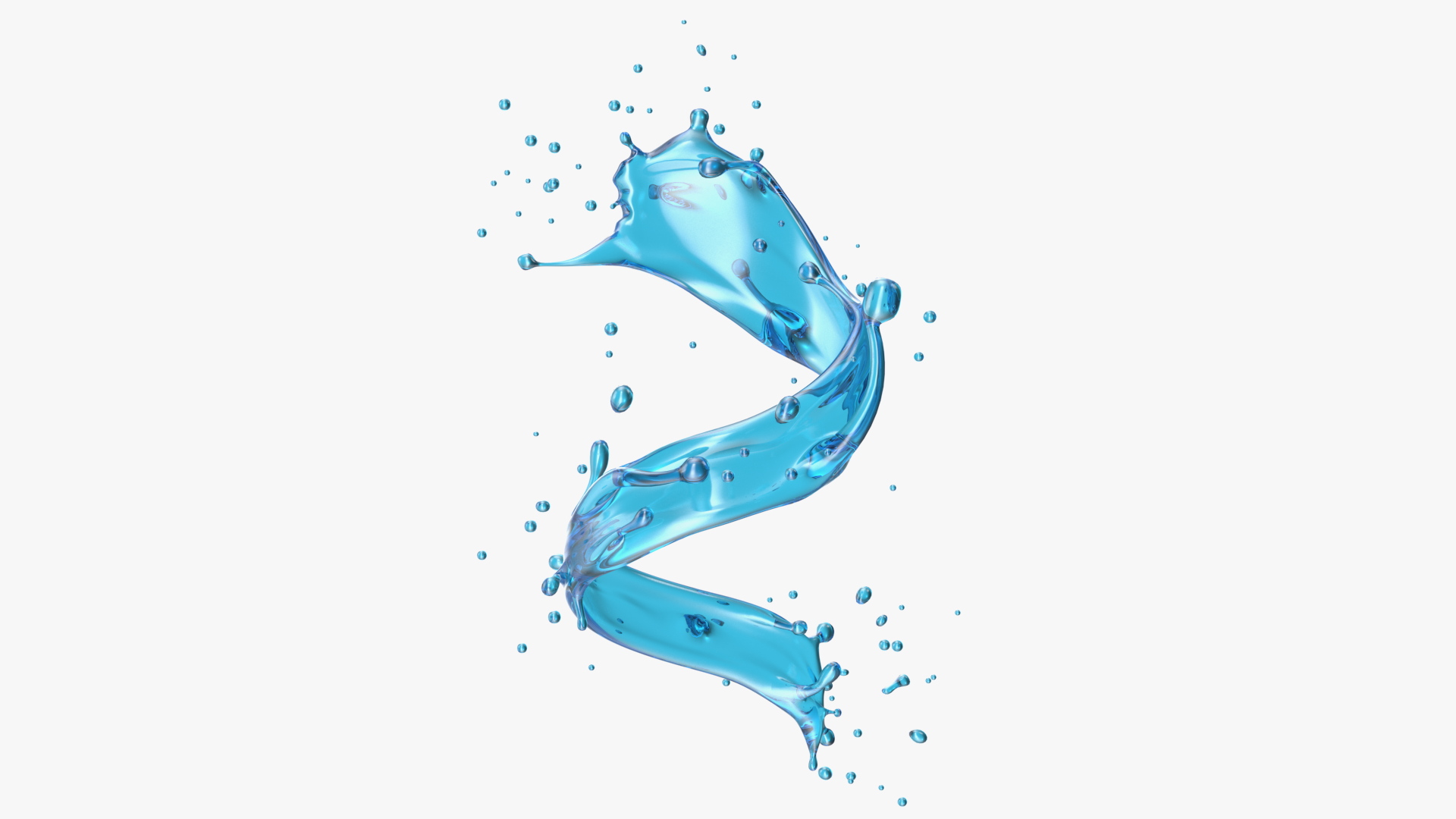 Blue Water Splash Spiral 3D model