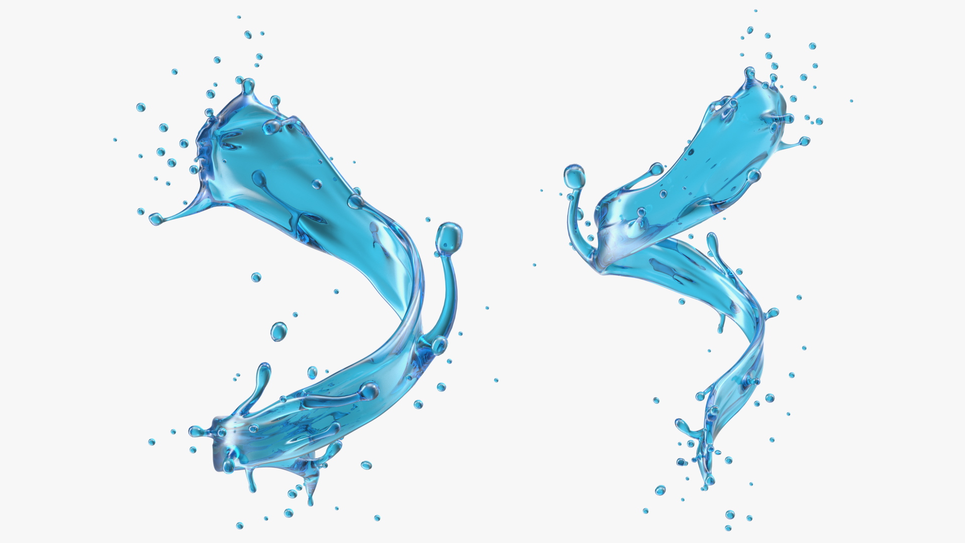 Blue Water Splash Spiral 3D model