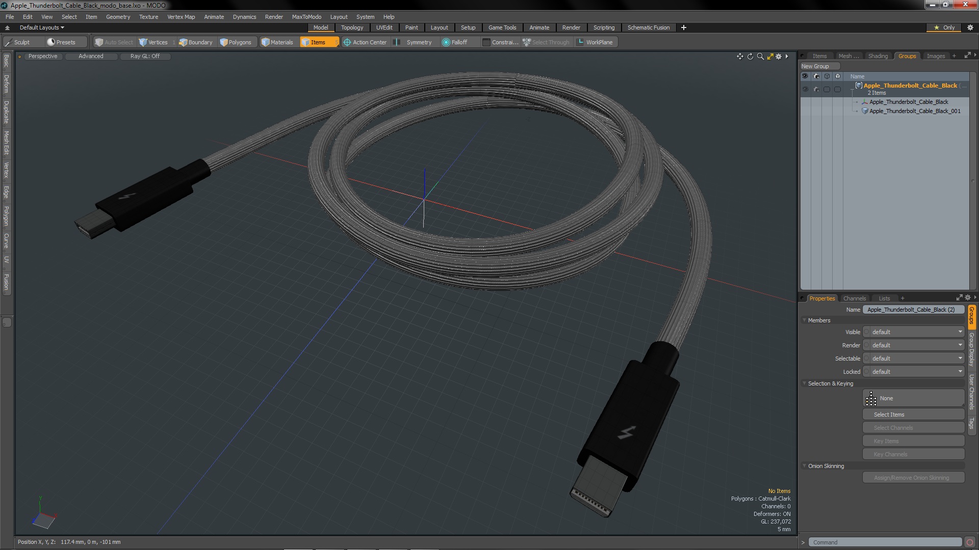 Apple Thunderbolt Cable Black 3D model