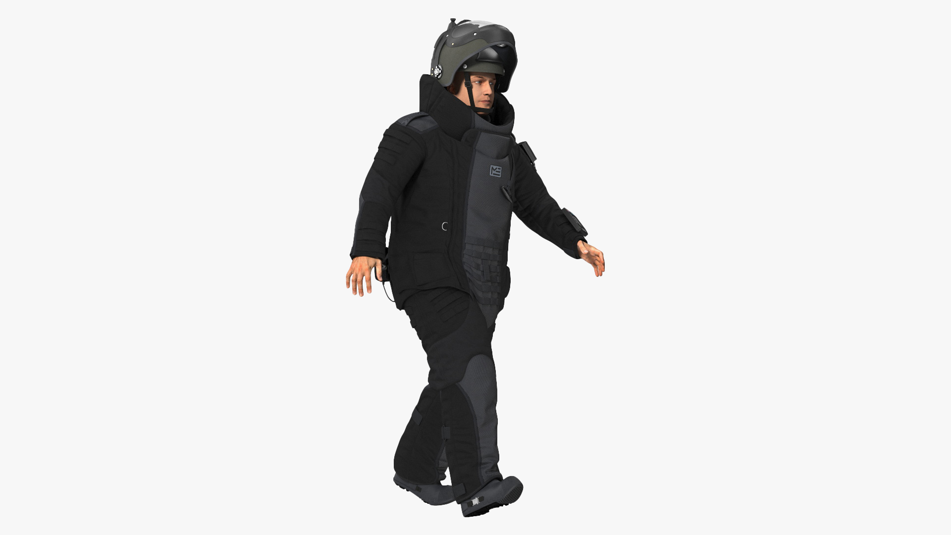 3D EOD 10 Bomb Suit Black Rigged for Cinema 4D model