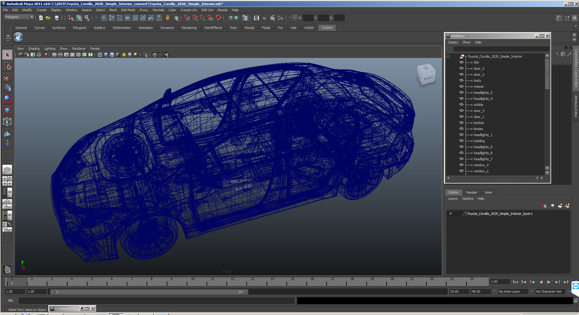 3D model Toyota Corolla 2020 Simple Interior