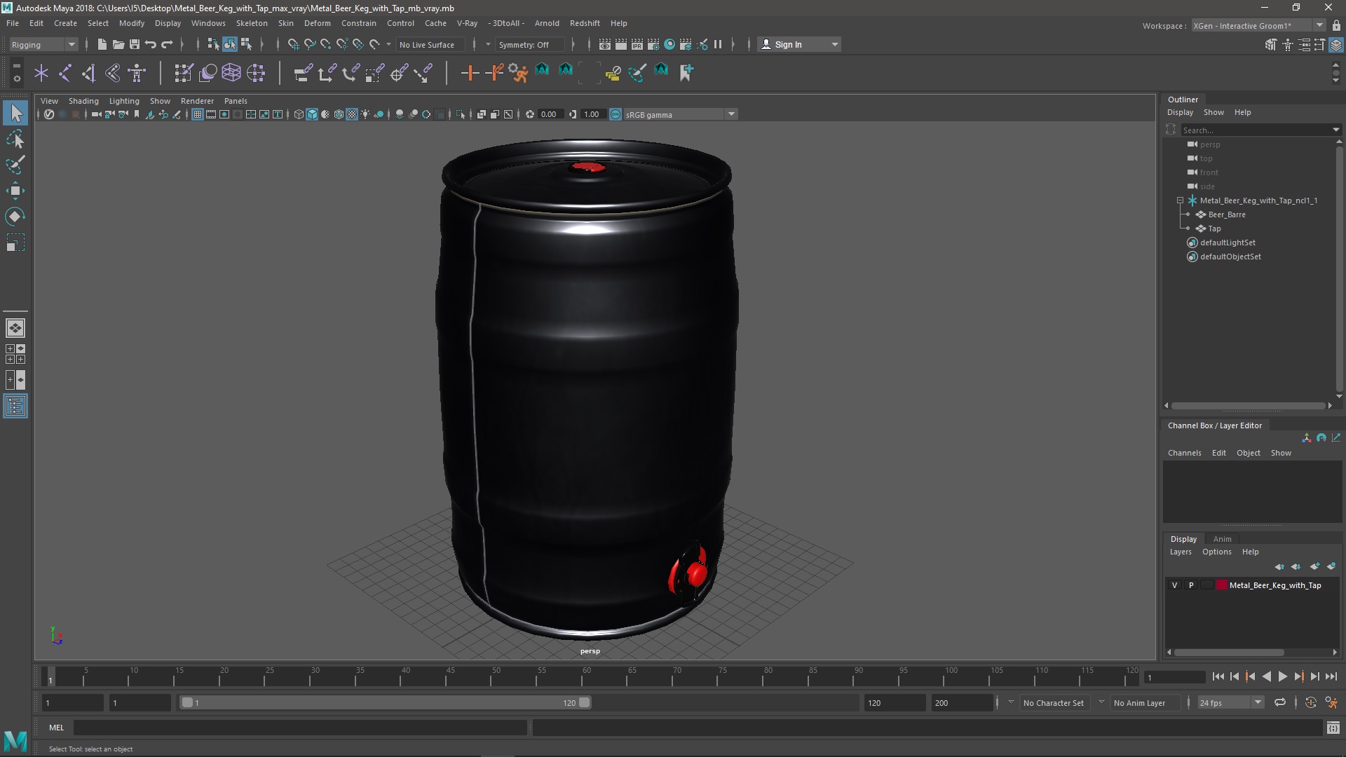 3D Metal Beer Keg with Tap model