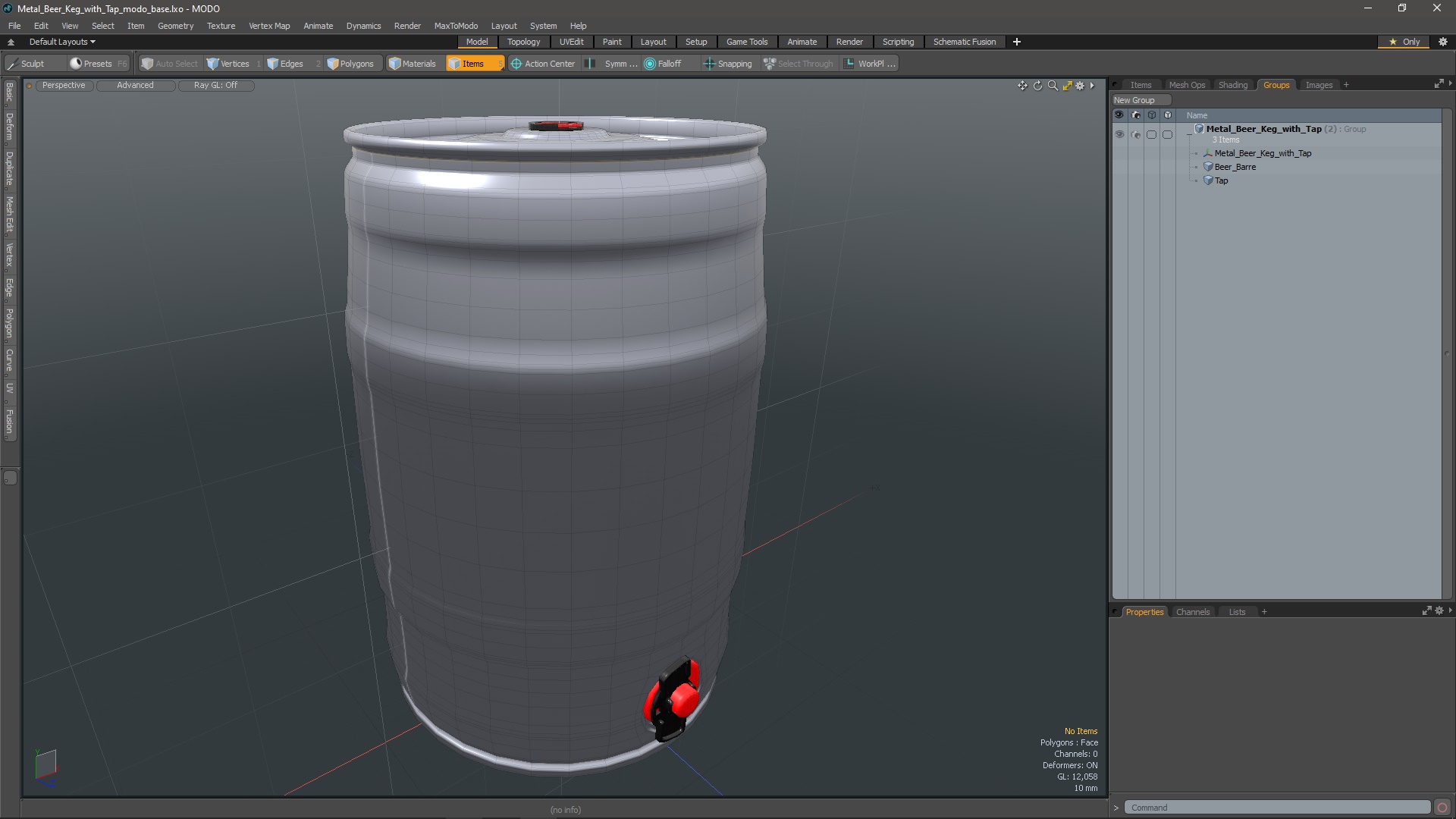 3D Metal Beer Keg with Tap model