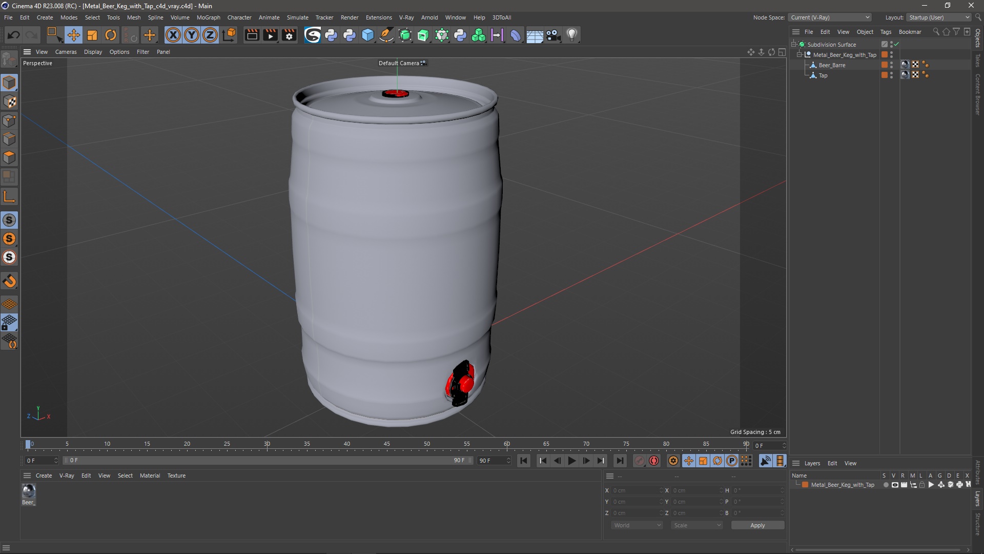 3D Metal Beer Keg with Tap model